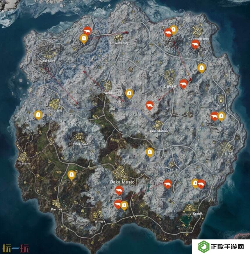 PUBG雪地图保安室位置图大全 维寒迪安全门分布图
