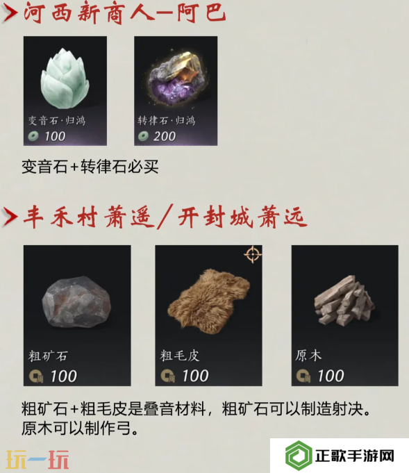 燕云十六声河西版本每周有什么必买材料 河西版本每周必买材料一览