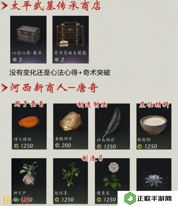 燕云十六声河西版本每周有什么必买材料 河西版本每周必买材料一览